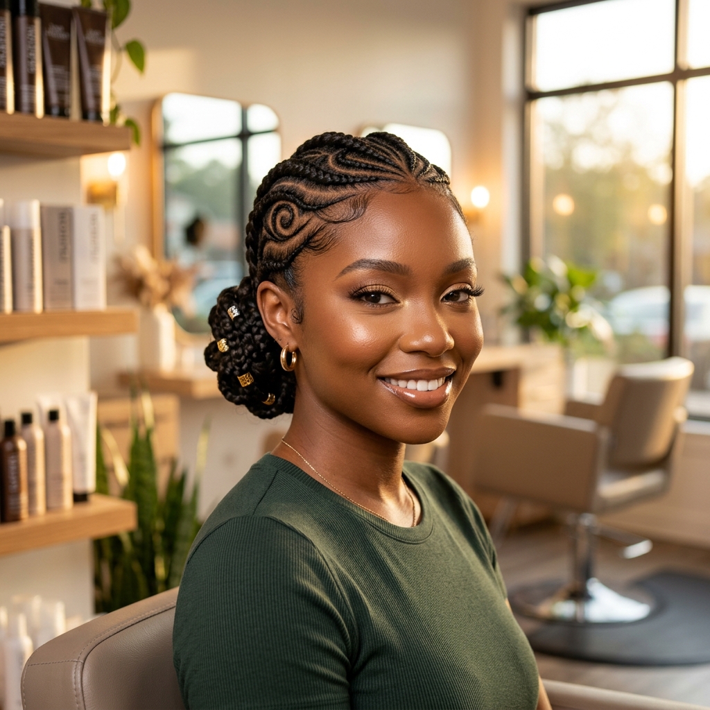 Creative Designer Cornrows - Cornrows styling at Prees Prees Beauty Lounge