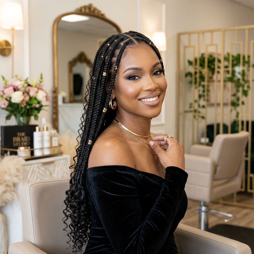 Knotless Goddess Braids - Knotless styling at Prees Prees Beauty Lounge